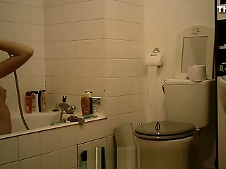 College Teen Brunette Spy Bathroom Part 1